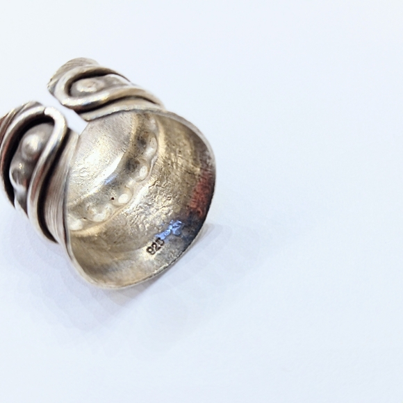 Sterling Silver 925 Ring Bohemian Open Back - Picture 3 of 5